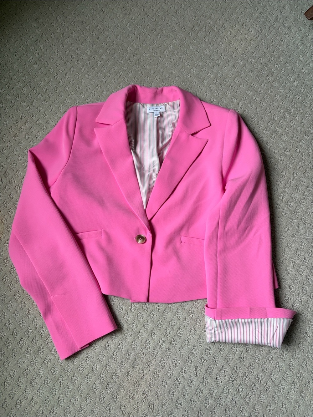Current Air Bright Pink Cropped Blazer
